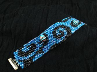 Blue & Black Patterned Peyote Bracelet
