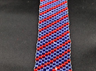 Blue & Red Stripe Peyote Bracelet