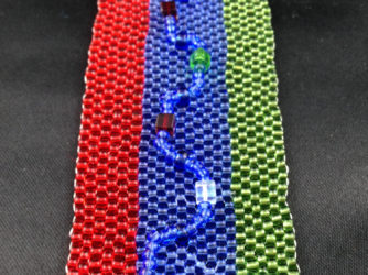 Red, Blue & Green Peyote Bracelet
