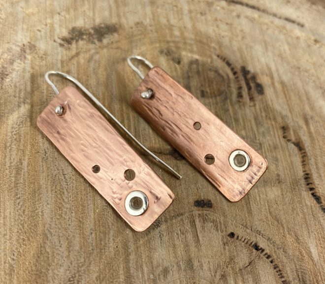 Copper Earrings with Tube